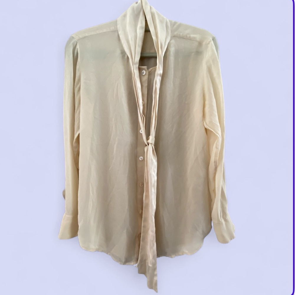 Equipment Cream Color 100% Silk Blouse with Ties